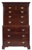 A George III mahogany tallboy:,