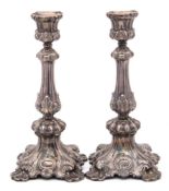 A pair of 19th century continental silver candlesticks,