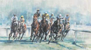 * Claire A Verity [20th Century]- 'Chester May Meeting', horse racing:- signed,
