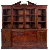 A 19th century mahogany breakfront library bookcase,