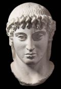 After the Antique, a faux marble library bust of Perseus: 47cm. high.