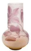 Emile Gallé, a cameo glass vase: of bulbous form with extended cylindrical neck,