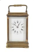 A French cannalée carriage clock: the eight-day duration movement having a silvered platform lever