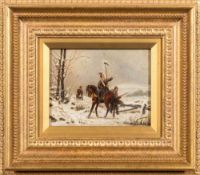 Attributed to Christian Sell [19th Century]- Prussian soldiers in a Winter landscape,