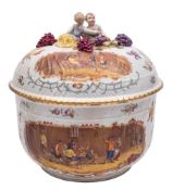 A large Carl Thieme, Potschappel porcelain bowl and cover: in the Berlin manner,