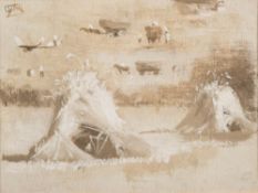 * Philip Douglas Maclagan [1901-1972]- Harvesters and corn stooks; Coastal inlet; Wooded landscape,