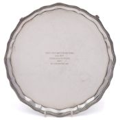 A George V Silver salver, maker James Dixon & Sons Ltd, Sheffield, 1913: inscribed,