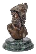 A 19th century marble and bronze bust of Ajax: depicting the Greek hero bearded and with flowing
