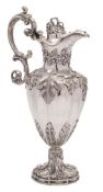 A Victorian silver wine ewer, maker Henry Wilkinson & Co, Sheffield, 1855: inscribed,
