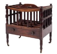 A Regency mahogany four division canterbury:, with curved and slatted divisions,