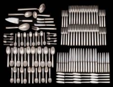 An extensive Elizabeth II silver Commodore pattern flatware service, maker Christofle, London,