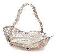 A late Victorian silver swing handle basket, maker William Hutton & Sons Ltd, London,