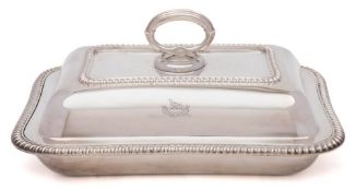 A Victorian silver entree dish and cover, maker Cooper Brothers, Sheffield, 1898: crested,
