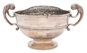 An Edward VII silver twin-handled rose bowl, maker Walker & Hall, Sheffield,
