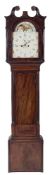 A mahogany moonphase longcase clock: the eight-day duration movement striking the hours on a bell,