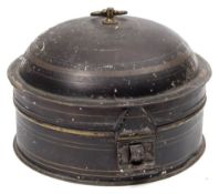 A 19th century tole ware spice box: of circular outline,