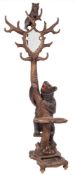 A Black Forest carved lindenwood bear hall stand:,