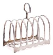 An Edward VII silver six division toast rack, maker William Hutton & Sons Ltd, London,