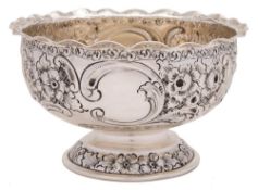 A Victorian silver rose bowl, maker Wakely & Wheeler, London,