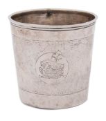 An 18th century Continental silver cup, unmarked: inscribed 'HOS G.P.