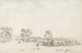 Attributed to Anthony Thomas Devis [1729-1817]- Cattle on estate land,