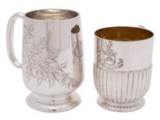 A Victorian silver mug, maker William Hutton & Sons, London, 1887: initialled,