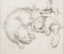 Attributed to George Morland [1763-1804]- A study of dogs,:- pencil drawing,12 x 14cm.