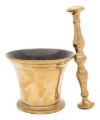 A late 18th Century bronze pestle and mortar: of traditional design, the mortar 12cm.
