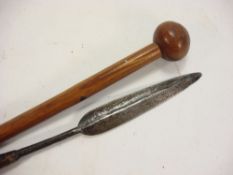 A Zulu assegai spear together with a knobkerrie: (2)