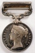 A Victorian South Africa Medal with clasp, 1879 to' Lt G R Grimes Natal Native Pioneers':.