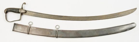 A 1796 pattern Cavalry sword:, the curved blade over hilt with double longets,