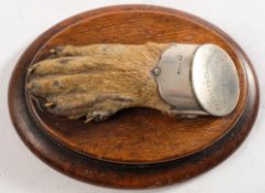 A silver mounted otter pad, inscribed 'Marquess Conynham's Leemount.