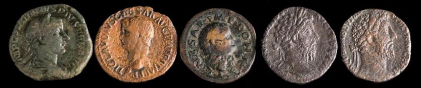 Fiver larger Roman base metal coins including Claudius: etc.