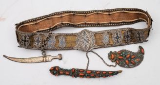A 19th century Middle Eastern niello work belt:,