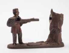 A late 19th century American 'Creedmoor Bank ' Novelty cast iron money box:,
