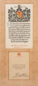Two mounted WWI Officer's Memorial scrolls and Buckingham Palace Condolence letter for Capt Henry