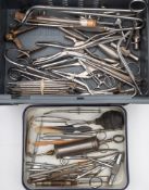 A collection of mid- 20th century surgical instruments:,