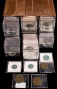 Mixed world coins, mainly 20th century with some silver :, in a plastic six drawer case.