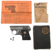 A German EM-GE Model 2 .22 calibre starting pistol:, together with instructions in original box.