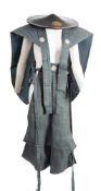 A Japanese Edo period kamishimo with matching Jingasa helmet:,