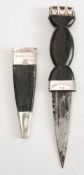 A George VI silver mounted skean dhu by Robert G Lawrie Ltd, Glasgow, 1949:,