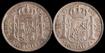 Two 1863 Ten Reales:, higher grade (2).