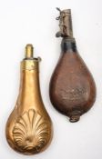 A copper powder flask, unsigned,