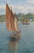 * Richard Mark Myers [b.1945]- Returning from Market, Le Passage:- signed, watercolour, 33 x 22cm.