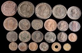 A group of twenty English copper coins:, including two cartwheel 2d's,