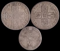 Queen Anne 1709 shilling, 1711 shilling and 1711 sixpence:,
