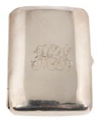 A silver cigarette case, maker E J Trvitt & Sons , Chester 1912:,