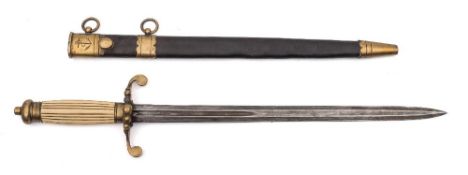 A reproduction Royal Naval Officer's five ball spadroon dirk:,