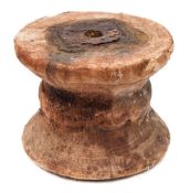 A large wooden ship's block salvaged from Warfleet, Dartmouth:, in excavated condition,