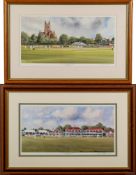 After Terry Harrison, a pair of cricketing prints:, 'the County Ground,